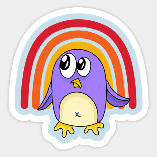 Funny Purple Penguin Rainbow Sticker